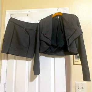 BEBE Preowned 2 piece set Blazer jacket & Skirt Dark Grey Black zippers